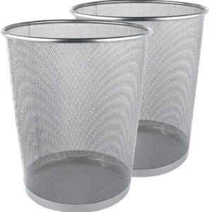 Greenco Mesh Wastebasket Trash Can, 6 gal, Silver, 2 Pack
