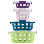Ello Duraglass Mixed Size Round Lime Zest Glass Food Storage Set, 8 Pieces