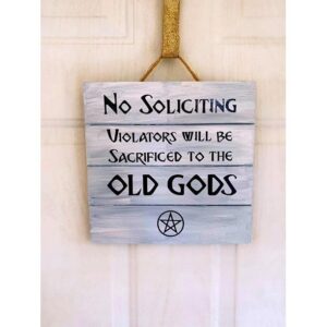 Witchy Home Decor No Soliciting Pagan Wood Sign Wooden Sign Hanging Decorations Rustic Funny Wood Signs