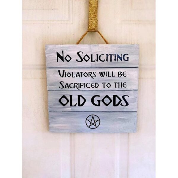 Witchy Home Decor No Soliciting Pagan Wood Sign Wooden Sign Hanging Decorations Rustic Funny Wood Signs