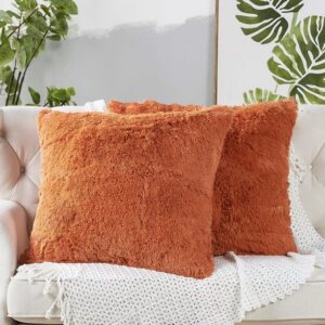 Home Soft Things Shaggy Pillow Shell 2 Piece Set - Burnt Orange - 26" x 26"