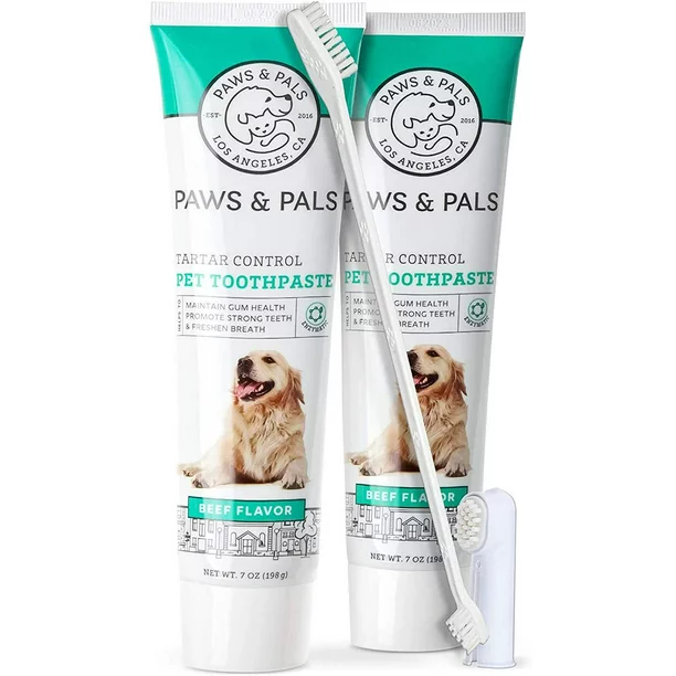 Paws & Pals Toothpaste Dental Care Kit for Dogs and Cats Beef-Flavored (Set of 3)