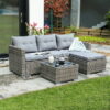 JOIVI Patio Conversation Set, PE Wicker Rattan Outdoor Furniture Set