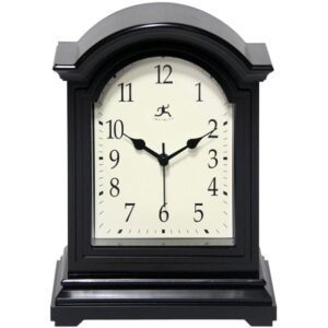 Infinity Instruments 9" x 9" Black Analog Semi-Rectangle Traditional Tabletop Clock