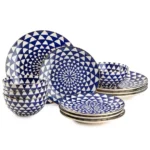 Thyme & Table Blue Medallion 12 Piece Dinnerware Set