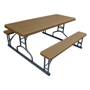 Plastic Development PIC622 Steel Frame 6' Picnic Outdoor Table with Bench