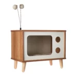 Vibrant Life Purr-View Retro TV Cat Condo with Jute Scratching Pad & Washable Mat
